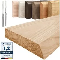 LAMO Manufaktur Wandregal Holz Baumkante, Regal Farbe: Natur, Invisible: Schweberegal, 40 cm, Komplett-Set, 40mm stake Massivholzplatte