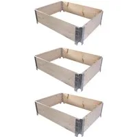 BigDean Kräuterbeet 3x Hochbeet Palettenrahmen 80x60x19,5cm Gartenbeet Aufsatzrahmen (Set, 3 St., Palettenaufsatzrahmen), Stapelbar, Oberfläche gehobelt, Kiefer/Fichte, Langlebig