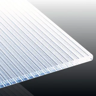 Polycarbonat Stegplatte | Polyclear Plus | 16 mm | Breite 980 mm | Eiskristall Struktur | glasklar