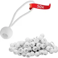 ECENCE Spanngurt 50x Spann-Gummi mit Kugel Weiss Planenspanner (50-St)