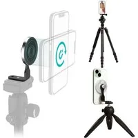 Hama Stativ Handy-Halterung MagPod Halter Stativhalterung (1/4" Anschluss Adapter Pod für Apple iPhone mit MagSafe 16 15 14 13 12)