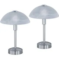 TRIO Leuchten LED Nachttischlampe, Dimmfunktion, LED fest integriert, Warmweiß, 2er SET, klein-e Pilzlampe im Bauhaus-stil mit Glas-schirm, Höhe 30cm