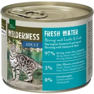 REAL NATURE WILDERNESS Nassfutter Katze, Adult Fresh Water, Hering mit Lachs und Ente 24x200 g