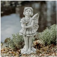 gartendekoparadies.de Gartenfigur Bezaubernde Elfe mit Blume, Steinfigur, H. 50 cm, 10 kg, Frostsicher