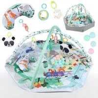 oyajia Spielbogen Baby Spielmatte Zaun Fitness Krabbeldecke Spielecke 105x105×53cm, (Faltbare Matte,Spielbogen für Babys Aktivitätsdecke,Meeresspielzeug), Spielematte mit Bälle, bunt