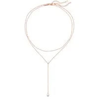 Hey Happiness Perlenketten-Set Layer mit Süßwasserperle Anhänger für Damen, 2er Set 925 Silberketten, Y Kette & zarte Perlenkette, Brautschmuck