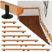 Clanmacy Handlauf Buche Handlauf 60cm Geländer Handlaufträger Hauseingang Wandhalter80, 60 cm Gesamtlänge, (Wandhandlauf Wandhalterung Innen & Außen), Wandhandlauf Wandhalterung Innen & Außen