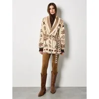 Apricot Cardigan Gemusterter Cardigan (2-tlg., mit Stoffgürtel) mit Schalkragen