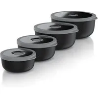 Arendo Rührschüssel 4er Plastikschüssel Set mit Deckel 0,35 L / 0,65 L / 1,2 L / 2,0 L, Kunststoff, (Set, 4-tlg), rund, BPA-frei, Spülmaschinen und Mikrowellen geeignet