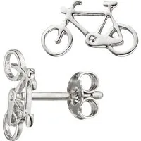 JOBO Paar Ohrstecker Kleine Ohrringe Fahrrad 6,4 mm, 925 Silber rhodiniert