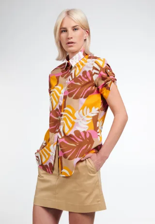 ETERNA - Bluse Popeline Kurzarm orange - Gr. - 46/Kurzarm