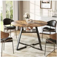 FUROKOY Esstisch runder Küchentisch Esszimmertisch Wohnzimmertisch (Esstisch runder 47 Zoll aus Holz), für 4-6 Personen,Esszimmer,Küche,Wohnzimmer