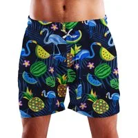 King Kameha Badeshorts Flamingo Melone Hawaii Bade-Shorts Mesh-Einsatz Verschluss Kordelzug Mit integriertem Mesh-Innenslip für extra Komfort