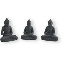 colourliving Buddhafigur Buddha Figur 3er Set aus Stein Buddhafigur Feng Shui Dekofigur (3 St), Handbemalt, Wetterfest, 3er Set