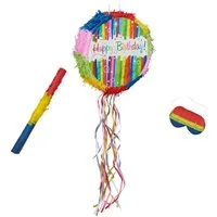 relaxdays Pinata Set Geburtstag mit Stab und Maske
