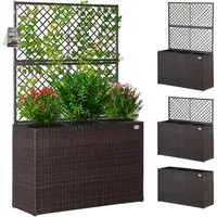 Casaria Blumenkasten, Blumenkasten Rankgitter 3 Innentöpfe Polyrattangeflecht Rankhilfe
