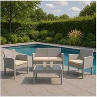 HTI-Living Gartenlounge-Set 4-teiliges Polyrattan Lounge-Set mit Tisch, (Set, 4-tlg., 1x Zweisitzer, 2x Stuhl, 1x Tisch), Terrassenmöbel Loungemöbel Outdoor Möbel