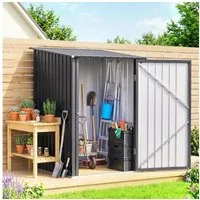 Outsunny Gerätehaus Gartenschuppen mit Pultdach, abschließbar, BxT: 100x103 cm, (Gartenschrank, 1 St., Geräteschrank), für Garten, Dunkelgrau