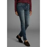 Arizona Gerade Jeans Kontrastnähte niedrige Leibhöhe, in 5-Pocket-Form, Used-Look-Waschung