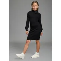 Bruno Banani Strickkleid Trendiges Kleid in Rippe gestrickt und mit Glitzerstein-Applikation Ripp-Strickkleid mit Stern aus Glitzersteinen, knielang