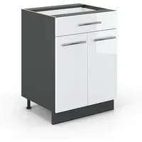 Vicco Unterschrank Fame-Line, Weiß Hochglanz/Anthrazit 60cm, ohne Arbeitsplatte (1-St)