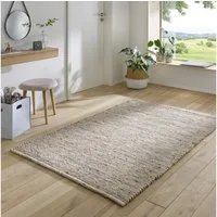 TaraCarpet Wollteppich TaraCarpet Handwebteppich Helsinki, rechteckig, Höhe: 10 mm, gewalkter Wohnzimmer-Teppich Schurwolle Schlafzimmer Esszimmer 060x120