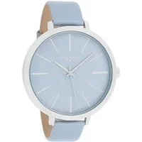 OOZOO Quarzuhr C9677 XXL Damenuhr – Hellblaues Zifferblatt, Lederband, 48 mm C9677