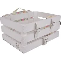 UNUS GARDEN Fahrradkorb Fahrradkiste Picknick Holz (Weiß 40x30x20cm (LxBxH), Holzkiste Picknick Fahrradkiste Picknickdecke Flaschenhalter