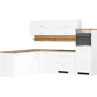 KOCHSTATION Winkelküche KS-Milan, optional mit Muldenlüfter, Stellbr.270/220 cm, wahlweise mit E-Geräten, Kochfeld mit Dunstabzug
