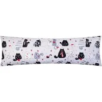Heubergshop Seitenschläferkissenbezug, (1 Stück), 40x145cm 100% Baumwolle Katzen Pfoten Herzen Kinder (KY-Katzen-Grau)