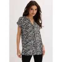 bonprix Tunika eleganter Look, Kurzarm-Design, Regular Fit, mit Henley-Kragen