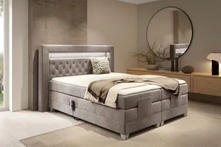 Boxspringbett Elektrisch Bett ARMANDO 160x200cm in Stoff Fresh Macchiato