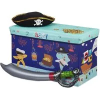 relaxdays Spielzeugtruhe Sitzbox für Kinder (1 St), Treasure Hunt
