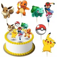 Festivalartikel Tortenstecker POKEMON Topper Set 6 Stk Geburstag Torten Deko Kuchen Junge