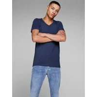 Jack & Jones T-Shirt SLIM- FIT BASIC TEE V-NECK mit V-Ausschnitt