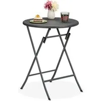relaxdays Gartentisch Runder Gartentisch in Rattan-Optik, grau