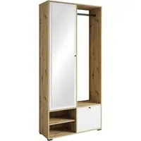 Home affaire Garderobenschrank DINO Kompaktgarderobe, Garderoben-Set DINO Mit Spiegel und Kleiderstange, 90 cm breit, Türanschlag wechselbar