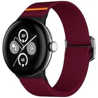 Wigento Smartwatch-Armband Für Google Pixel Watch 4 3 2 1 41mm Nylon Armband Elastisch Weinrot, Elastisch, verstellbar