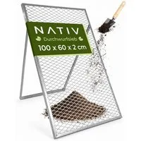 Lemodo Gartensieb Durchwurfsieb 100x60 cm aus galvanisiertem Stahl, Stahl