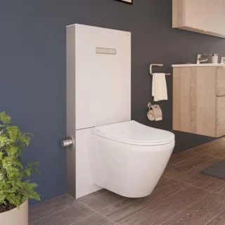 VitrA Vitrus Stand-Spülkasten 770-5770-01 Glasfront weiß, 3/6 l, für Wand-WC mit Bidetfunktion, mit Armatur