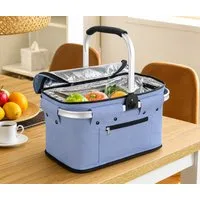 Ebaxx Einkaufskorb Alu Thermo Korb Klapp Kühltasche faltbar Picknick Camping Grau Blau