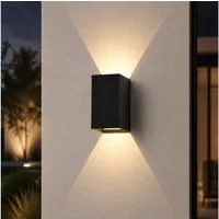 ZMH LED Wandleuchte Wandlampe Innen - Up Down Schwarz LED Außenlampe 5W Schlafzimmer, ‎Energieeffizient, LED fest integriert, 3000K Warmweiß
