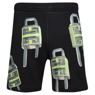 Schwarze Bermuda-Shorts im Board-Fit mit Vorhangeschloss-Design von Givenchy
