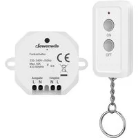 DEWENWILS Licht-Funksteuerung Funkschalter, 230V 10A 2300W, für Schlafzimmer, Innenraum, Wohnzimmer, Keller, Küche, Garage, 1-tlg., Kabelloser Wandschalter, 30m Reichweite, Keine Verkabelung, 433,92MHz