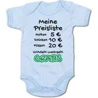 G-graphics Kurzarmbody Meine Preisliste – Halten, Drücken, Küssen, Windeln wechseln Baby Body mit Spruch / Motiv / Aufdruck • zur Geburt / Babyparty