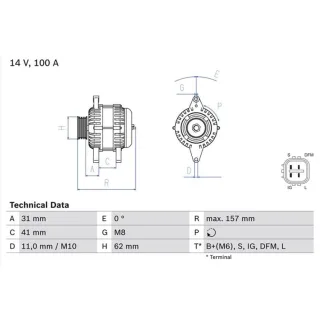 Bosch Lichtmaschine 100A Toyota Auris Corolla 1,4 0986082020