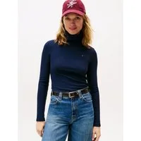 Tommy Hilfiger Langarmshirt SLIM 5X2 RIB ROLL-NK LS in gerippter Struktur