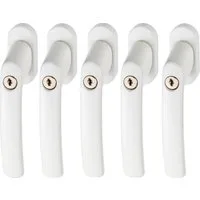 ABUS Fenstergriff Abschließbarer Fenstergriff FG200 AB208 gl. - weiß - 5er Set, 5er Set, Individuell einstellbarer, gesicherter Vierkantstift, 28 - 44 mm Länge