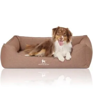 Knuffelwuff Orthopädisches Hundebett Leano aus Velours mit Handwebcharakter hellbraun XL