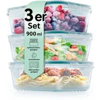 GOURMETmaxx Frischhaltedose, Glas, (6-tlg), mit 4-fach-Klickverschluss Spülmaschinengeeignet